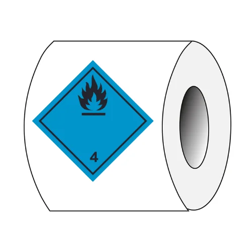 rollo de etiquetas clase 4.3. materias que en contacto con el agua desprenden gases inflamables